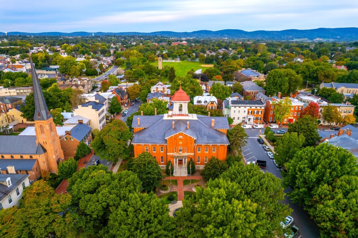 City hall from an aerial view 
